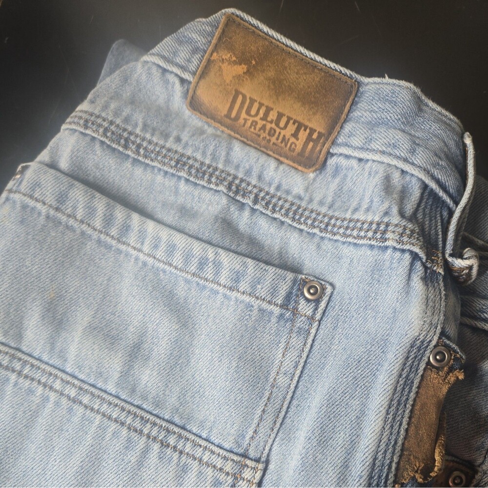 Duluth Jeans Mens 36x34 Blue Denim Relaxed Fit Carpenter Straight Leg Workwear